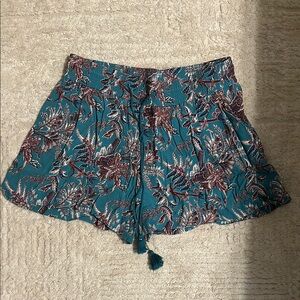 LOFT Blue High Waist Shorts with Floral Design